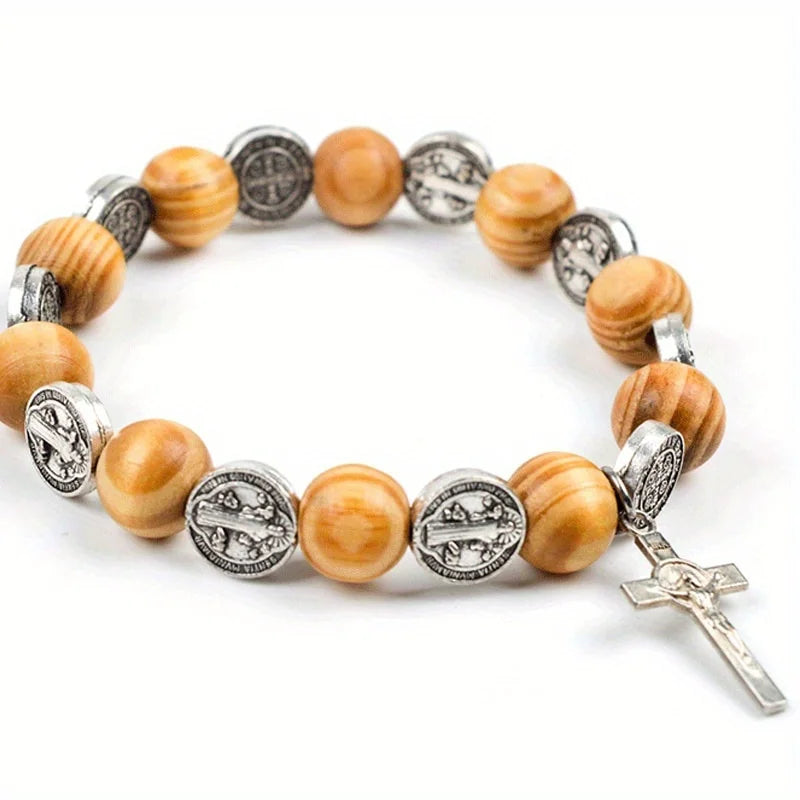 Saint Benedict Sacred Wooden Bracelet