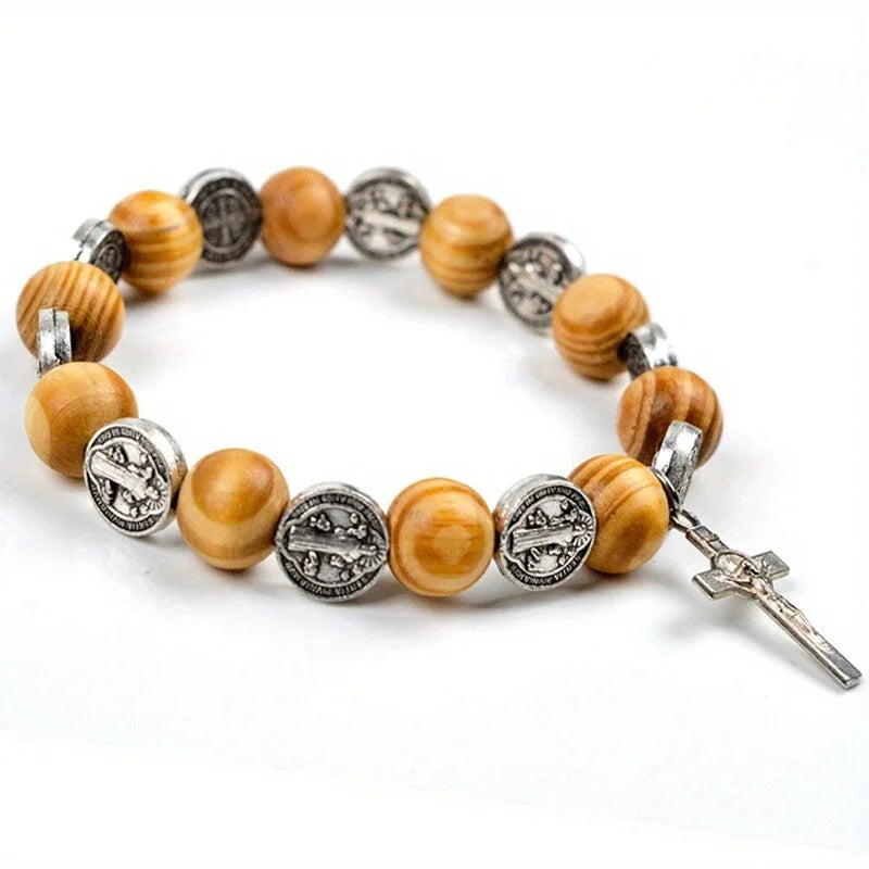 Saint Benedict Sacred Wooden Bracelet