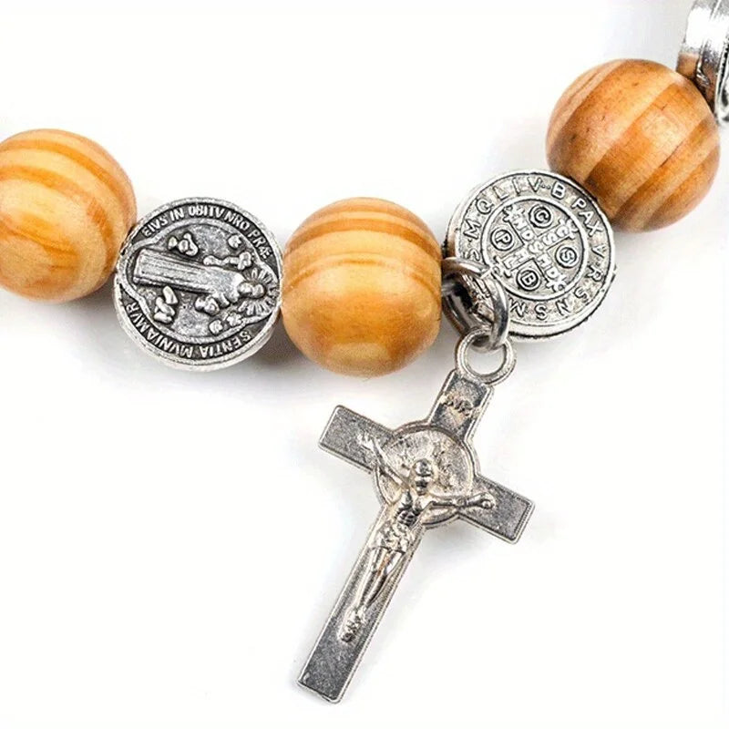 Saint Benedict Sacred Wooden Bracelet