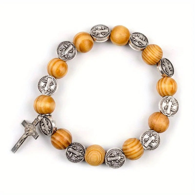 Saint Benedict Sacred Wooden Bracelet